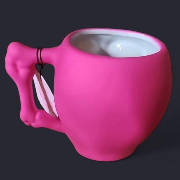 Matte Pink skull ceramic mug - Picture 2 of 2